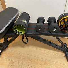 筋トレ　　ベンチ　ダンベル　ローラー　ポール　マットセット