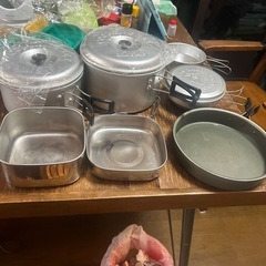 キャンプ、防災の鍋、フライパンセットの画像