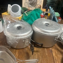 キャンプ、防災の鍋、フライパンセットの画像