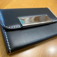 名刺入れ カードケース ブラック レザー調 ホワイトステッチ ア...