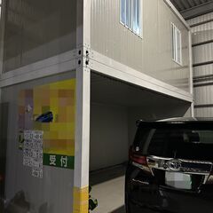 現地組立式 2連棟 車庫＋事務所 プレハブ ユニットハウス セルフ コンテナ メーカー スーパー 事務所倉庫の画像