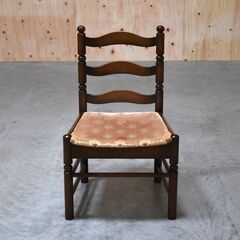 ≪yt1811ジ≫ ナガノインテリア ラダーバックチェア ダイニングチェア ベロア地 椅子/ヴィンテージ家具/レトロ/カントリー/中古家具/宮城県仙台市 70130-18の画像