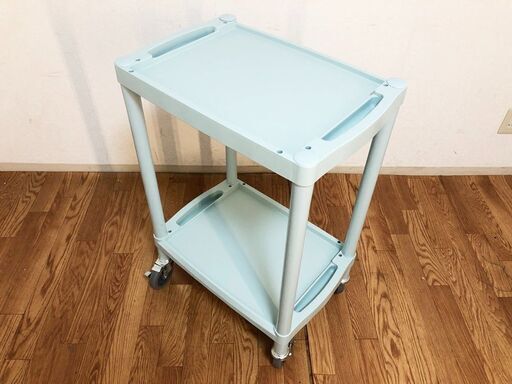 AS ONE業務用サイレントプラスチックワゴン（静音キャスタータイプ）Y101A-Sストッパー2ヶ所付き美品　アズワン静音ワゴン棚2段タイプ