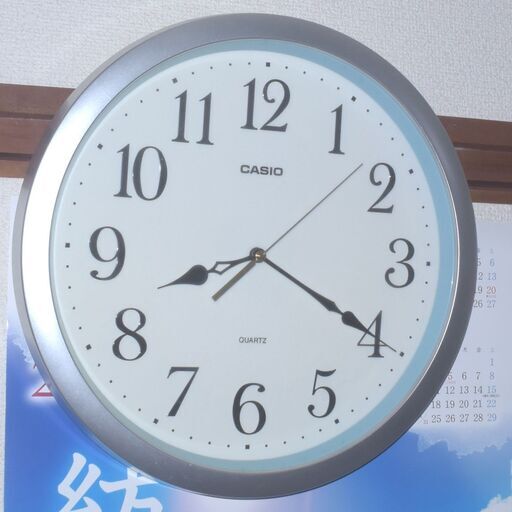 カシオCASIO アナログ壁掛け時計  電池ウォールクロック  ホワイト