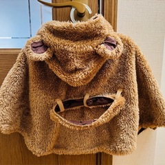 クマ耳つき🧸もこもこポンチョコートの画像