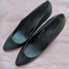 ユニクロ　レディースハイヒールパンプス　ブラック　25.0cm　大きなサイズの画像