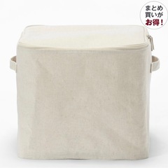 【3個SET】無印良品　ポリエステル麻ソフトボックス　フタ式Ｌ の画像