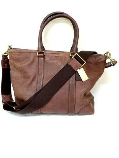 COACH コーチ ブリーカー ビジネスバッグ 71099 メンズ 2WAY トートバッグ ペブルドレザー ボルドー