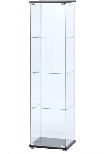 不二貿易 コレクションケース フィギュアケース 4段 幅42.5×奥行36.5×高さ162cm ブラック 強化ガラス 全面ガラス 組立商品 クリア 98880