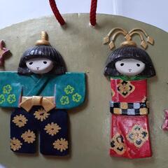 値下げお雛様壁掛け　ハンドメイド　中古の画像
