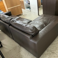 K2502-045 SPIGA カウチソファ フォスターⅡ レザー風 ブラウン 汚れ有り 説明書付きの画像