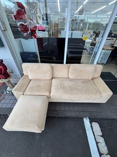 3Pソファ オットマン付き ベロア素材
