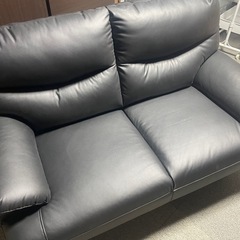 ●2人掛けソファ　合皮ブラック●展示品の画像
