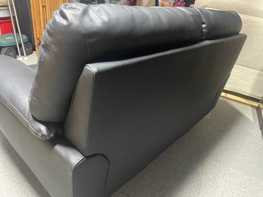 ●2人掛けソファ　合皮ブラック●展示品