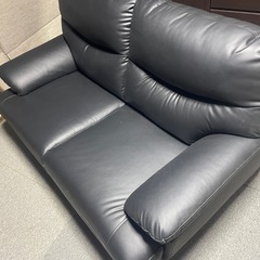 ●2人掛けソファ　合皮ブラック●展示品の画像