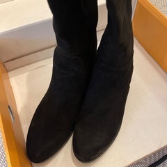 24cm　スエード　異素材　ニーハイブーツ　ブラック　の画像