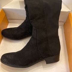 24cm　スエード　異素材　ニーハイブーツ　ブラック　の画像