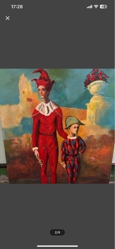パブロ・ピカソ 青の時代 1905年 ハーレクインの親子 模写