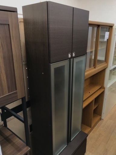 ★ジモティ割あり★収納棚　茶色 　木製　 H191×W58×D43　 クリーニング済み KJ8091