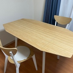 IKEA ドロップリーフテーブル 竹 (椅子付き)の画像