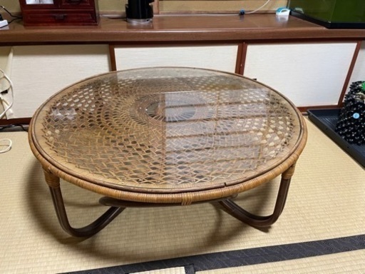 ラタン　ローテーブル　骨董　アンティーク