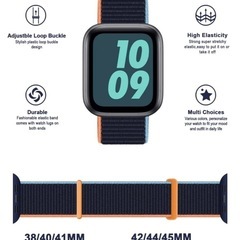 ストライプループバック AppleWatch対応ウォッチバンド　ネイビーブルー/42/44/45の画像