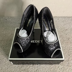 【178】BENEDICTA レースオープントゥハイヒール　23cm