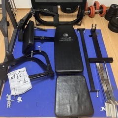【筋トレ好き必見】ベンチプレス＋バーベル85kg＋懸垂マシン＋ダンベル一式【引き取り限定・格安】の画像