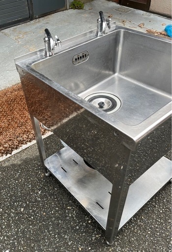 業務用 マルゼン 1槽シンク 二口蛇口付き 幅600×奥600×高さ800+20(mm
