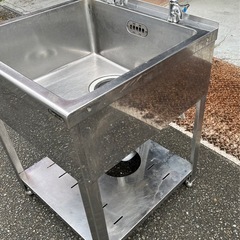 業務用 1槽シンク 二口蛇口付き 幅600×奥600×高さ800 一層シンク