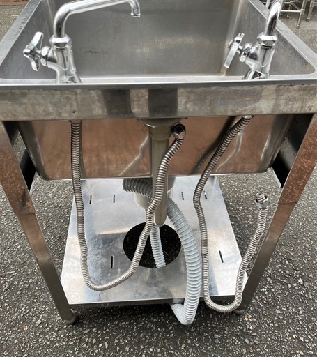 業務用 マルゼン 1槽シンク 二口蛇口付き 幅600×奥600×高さ800+20(mm