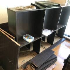 LOWYA デスクトップPCデスク 本棚付き ダークブラウンの画像