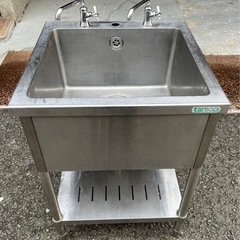 業務用 タニコー 1槽シンク 二口蛇口付き 幅600×奥600×