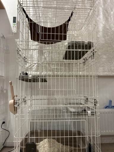 猫ゲージ3段　ハンモック、給水機付き