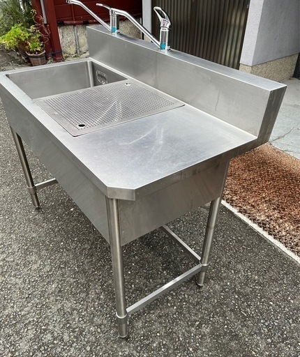 特注品 業務用 2槽シンク 混合水栓 2口蛇口付き 幅1150×奥600×高さ830+