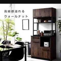 □草加店【中古】LOWYA 食器棚 キッチン収納 レンジ台 Walsh ホワイトウォッシュ 収納棚 組み合わせ食器棚 セパレート ハイタイプ｜食器棚