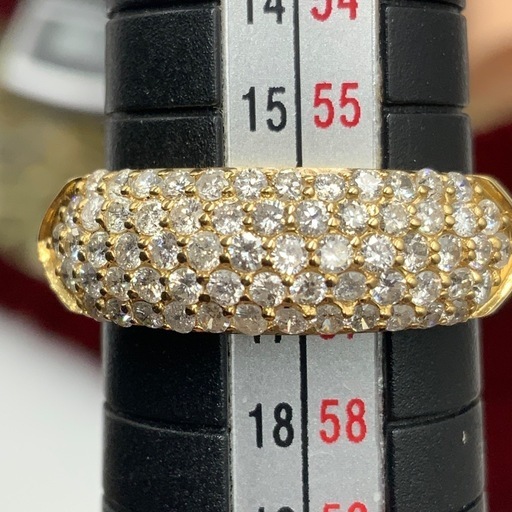 K18 1ct パヴェダイヤリング　3.4g 約16.5号