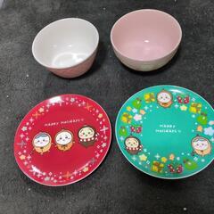 ちいかわプレート（陶器）&ピンク茶わん