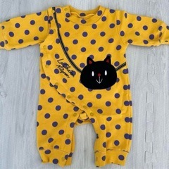 裏起毛、猫ポケット付きロンパース、水玉、迷彩、5点セット