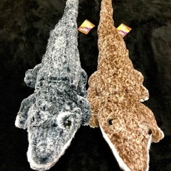 【全長約90cm】 アリゲーターぬいぐるみ　ブラック　ブラウン　2点セットの画像