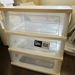 3段　収納ケース　天板付き　2個セット　ホワイトオーク　衣装タンス
