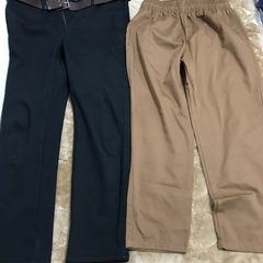 黒 Lサイズ チノパン 裏起毛 スーツ地 厚手★GU ブラウン ...