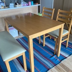 【お取り引き中】ダイニングテーブル　テーブルセット　椅子付き　ベンチ　食卓　食卓セット　4人用