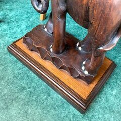 サイドテーブル 象モチーフ 木彫り 彫刻 家具 机 象