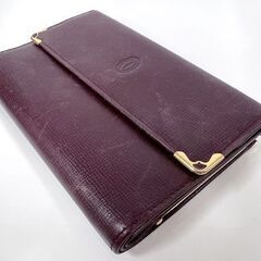 Cartie カルティエ マストライン レザー 三つ折り ボルドー系 がま口 財布 折り財布 ウォレット 札入れ 小銭入れ ☆ 札幌市 白石店  の画像
