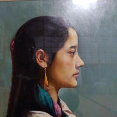 油絵　中国土産　中国少数民族女性の画像