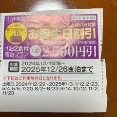商談中　伊藤園ホテルズ割引券　誕生日割