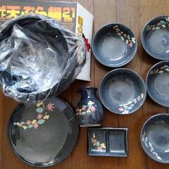 新品☆21cm花柄寄せ鍋天ぷら鍋セットの画像