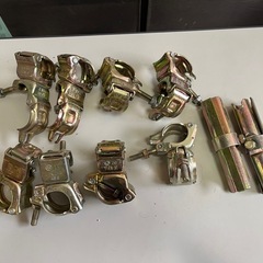 未使用 単管部材 直交クランプ 8点 C型ジョイント 2点 48...