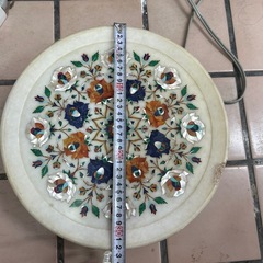 ハンドメイド 天然石　細工 螺細 プレート 飾り皿の画像